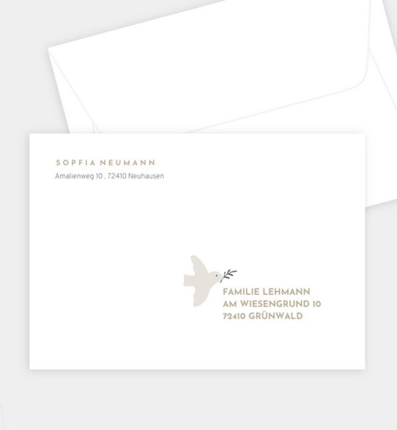Briefumschlag Kommunion Soft Bird