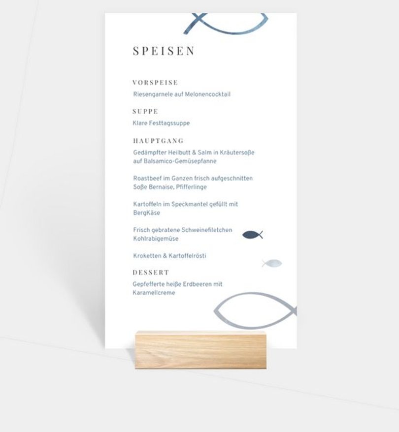 Menükarte Kommunion Meereswelten