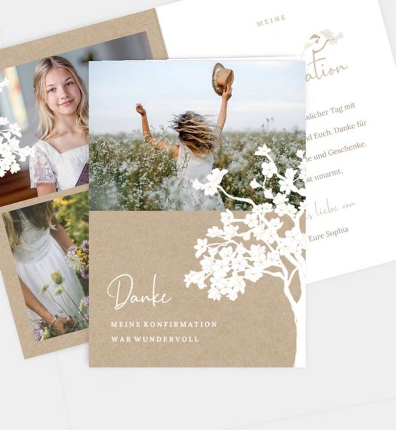 Dankeskarte Konfirmation Kirschblüten