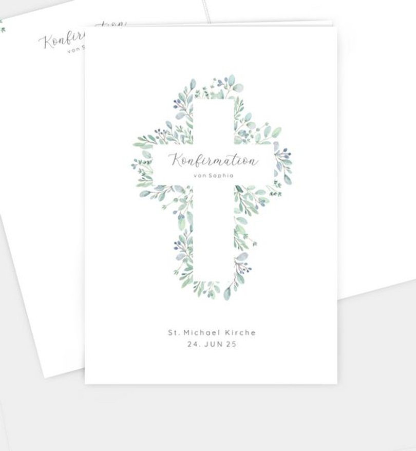 Kirchenheft Konfirmation Greenery Cross