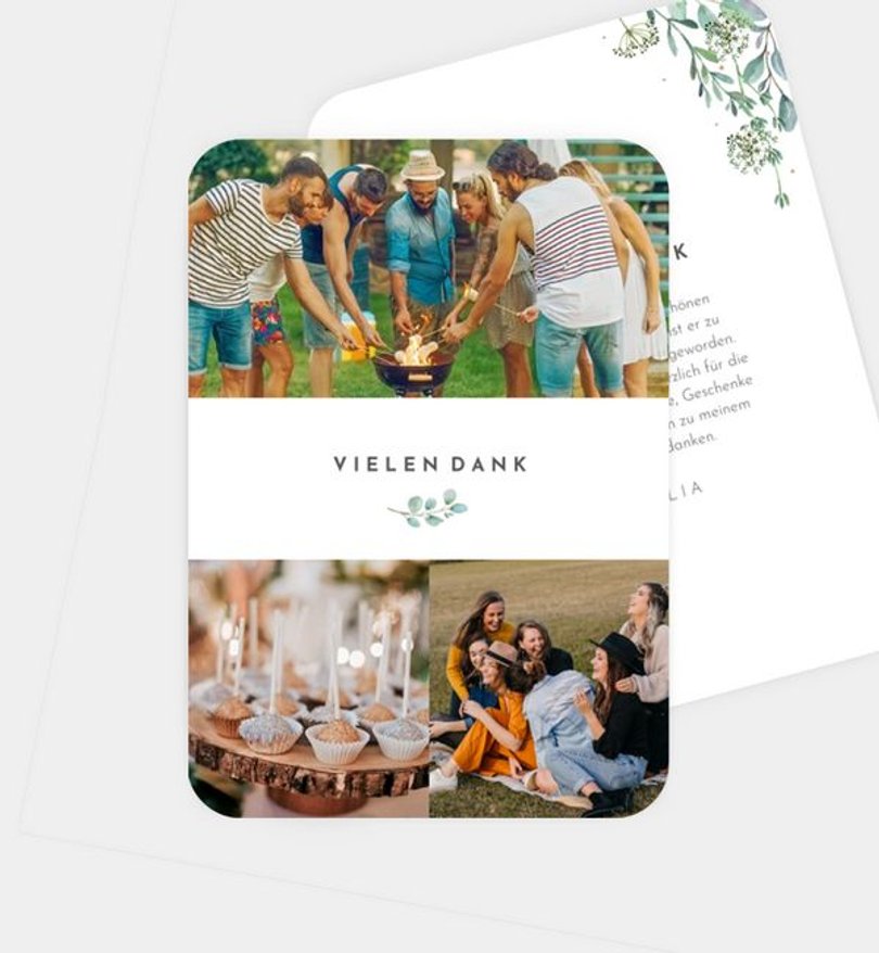 Dankeskarte Geburtstag Green Love