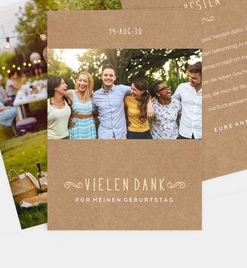 Dankeskarte Geburtstag Lovely Vintage