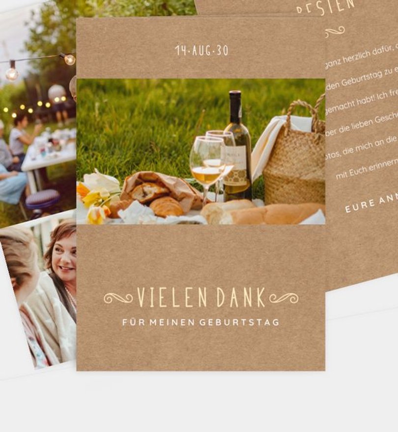Dankeskarte Geburtstag Lovely Vintage
