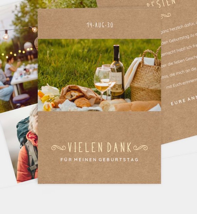 Dankeskarte Geburtstag Lovely Vintage