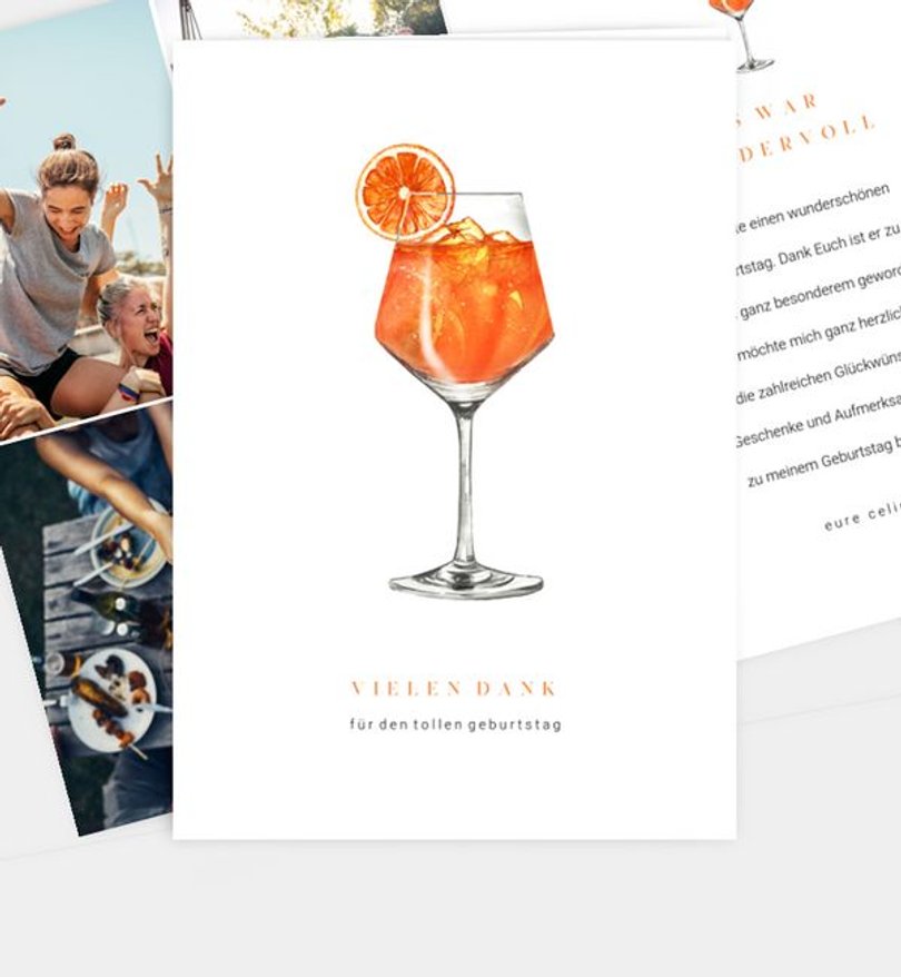 Dankeskarte Geburtstag Cocktailparty