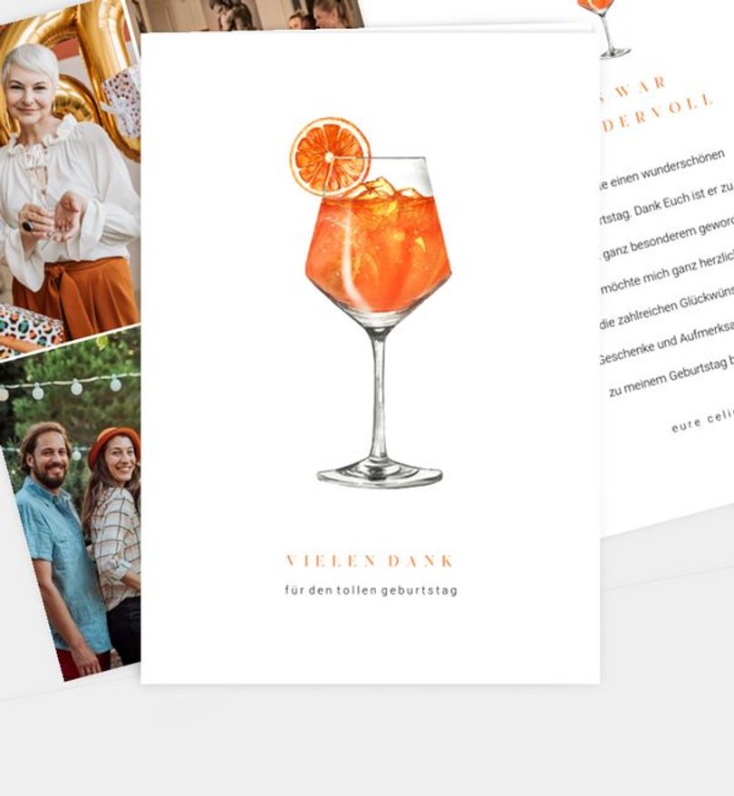 Dankeskarte Geburtstag Cocktailparty
