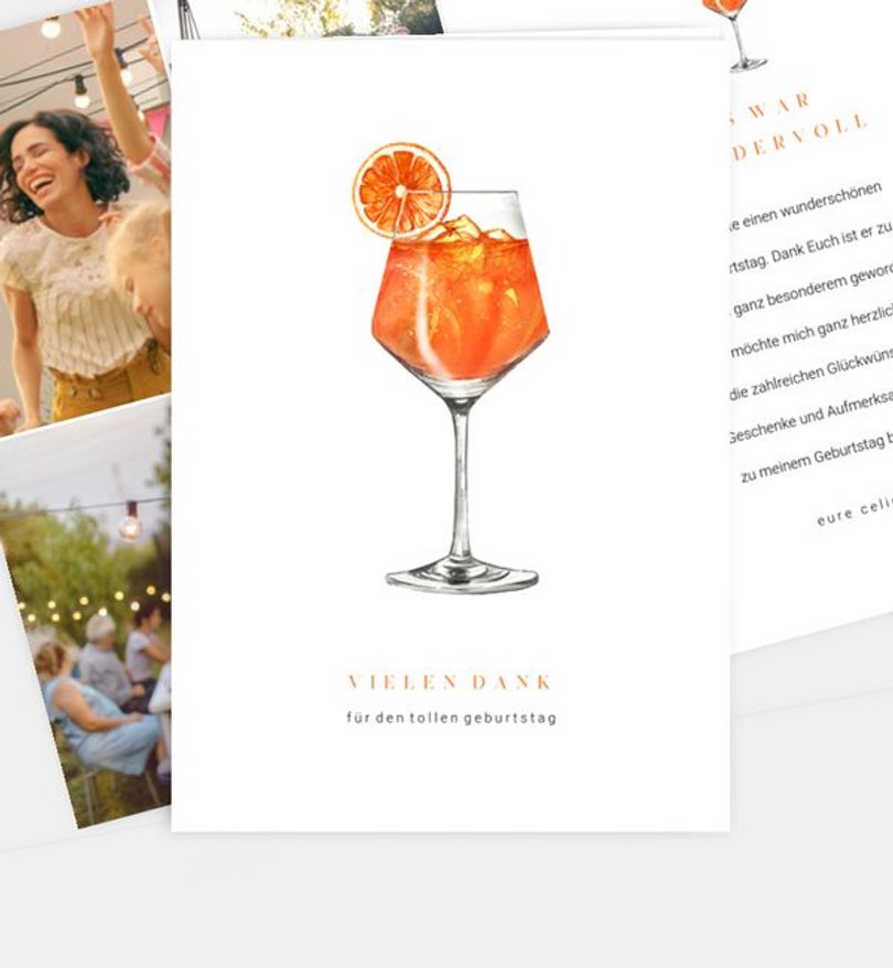 Dankeskarte Geburtstag Cocktailparty