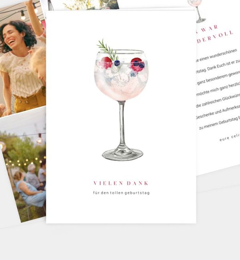 Dankeskarte Geburtstag Cocktailparty - Lillet