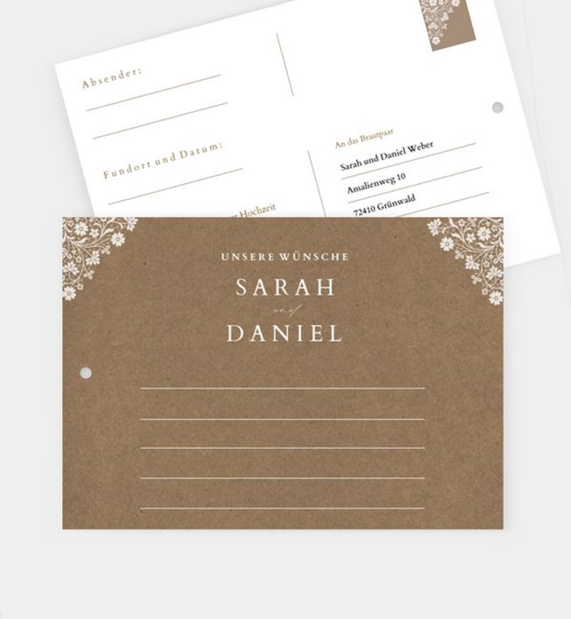 Ballonkarte Hochzeit Vintage Lace