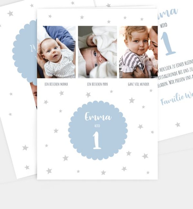Einladungskarte Kindergeburtstag Dots & Sternchen