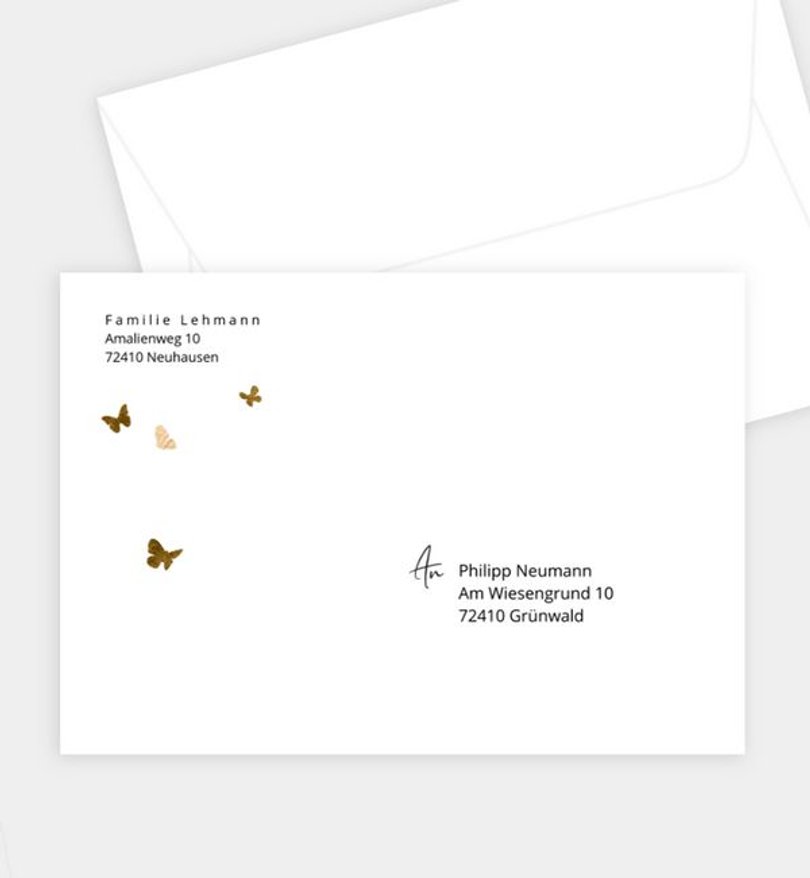 Briefumschlag Kindergeburtstag Butterfly