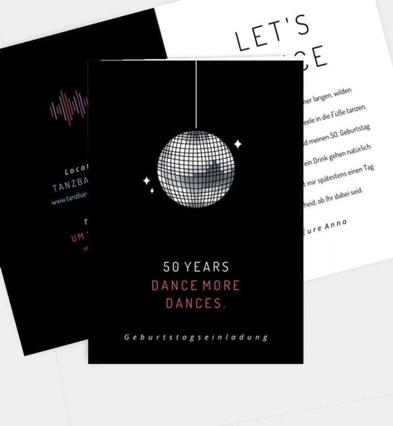 Einladungskarte Geburtstag Discokugel