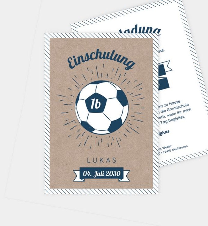 Einladungskarte Einschulung Fussball · Vintage