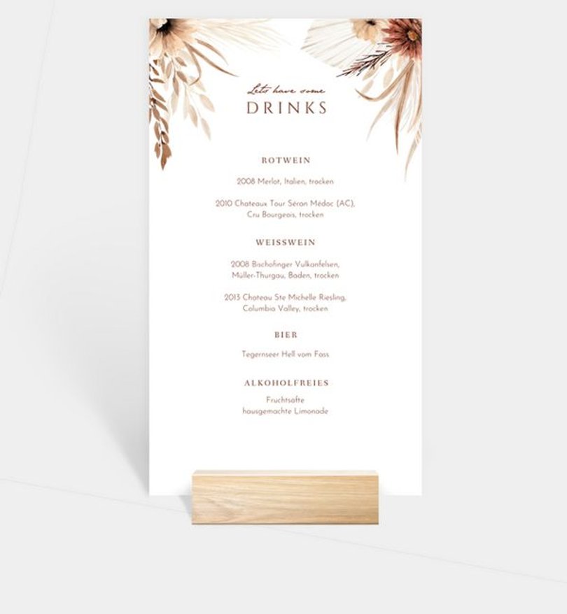 Menükarte Hochzeit Boho Beauty