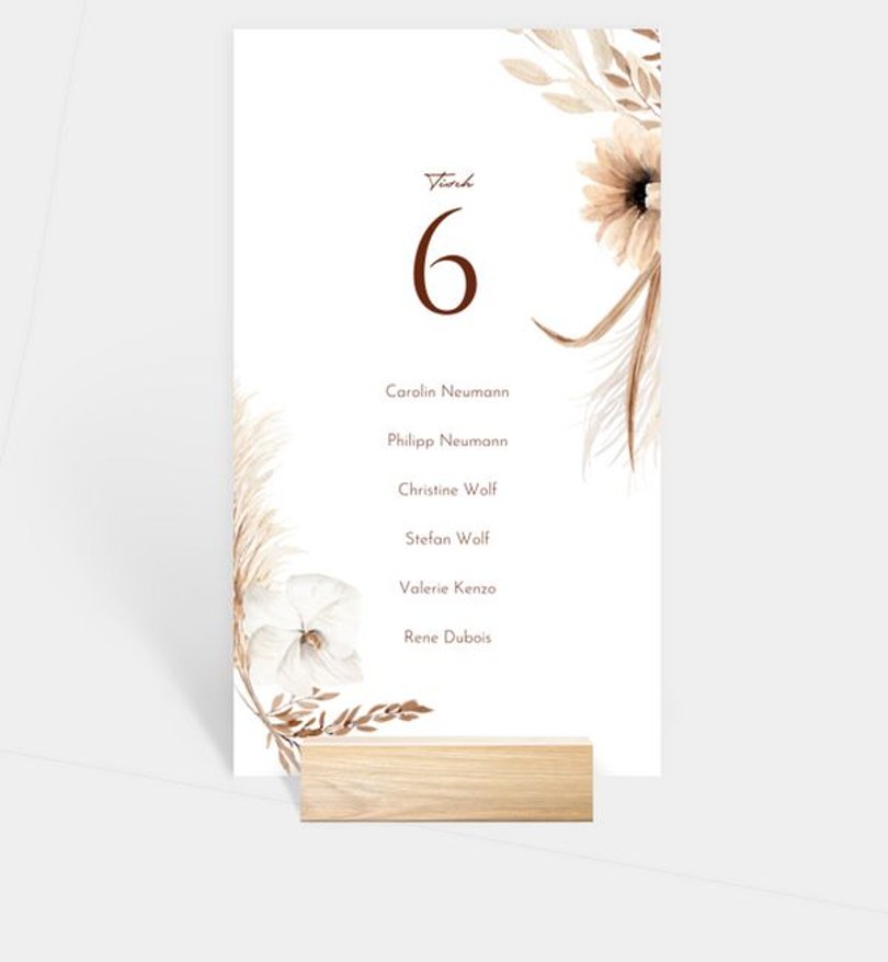 Gruppentischkarte Hochzeit Boho Beauty