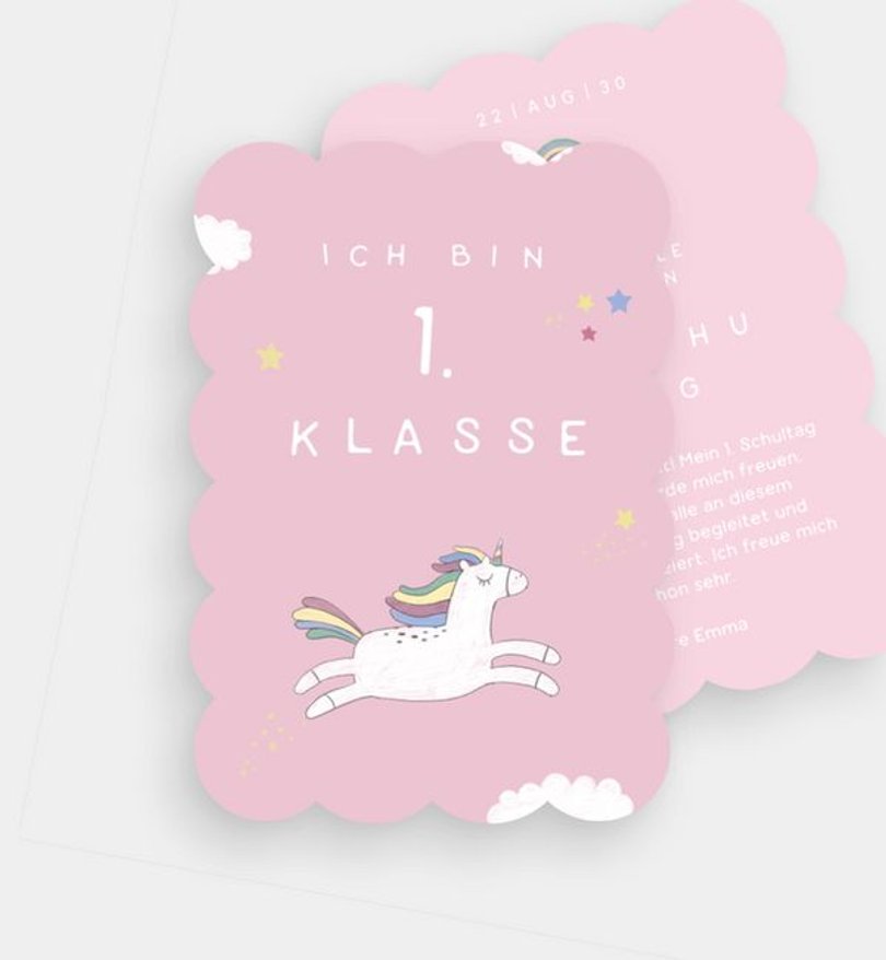 Einladungskarte Einschulung Unicorn