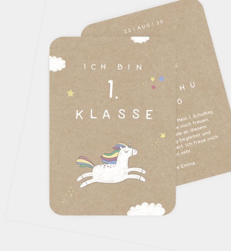 Einladungskarte Einschulung Unicorn · Crafty