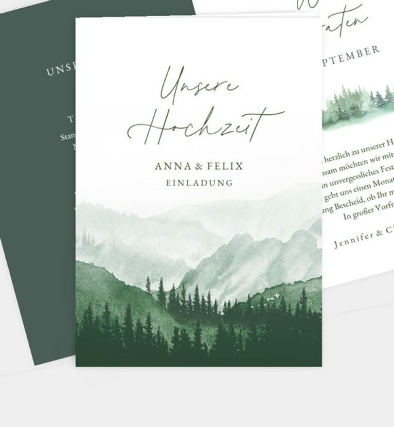 Einladungskarte Hochzeit Bosque