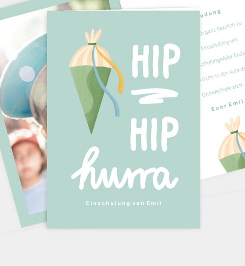 Einladungskarte Einschulung Hurra