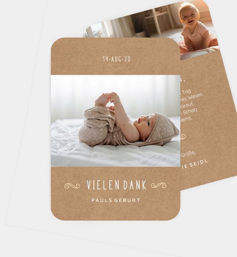 Dankeskarte Geburt Lovely Vintage