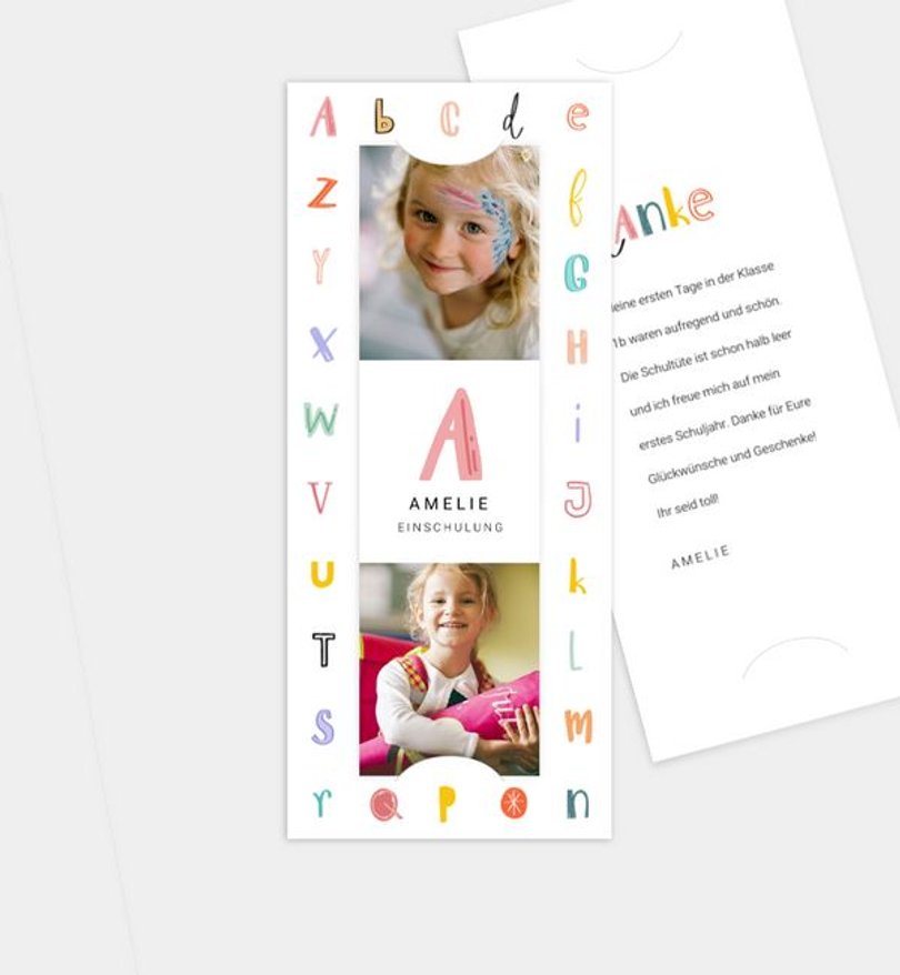 Dankeskarte Einschulung Alphabet