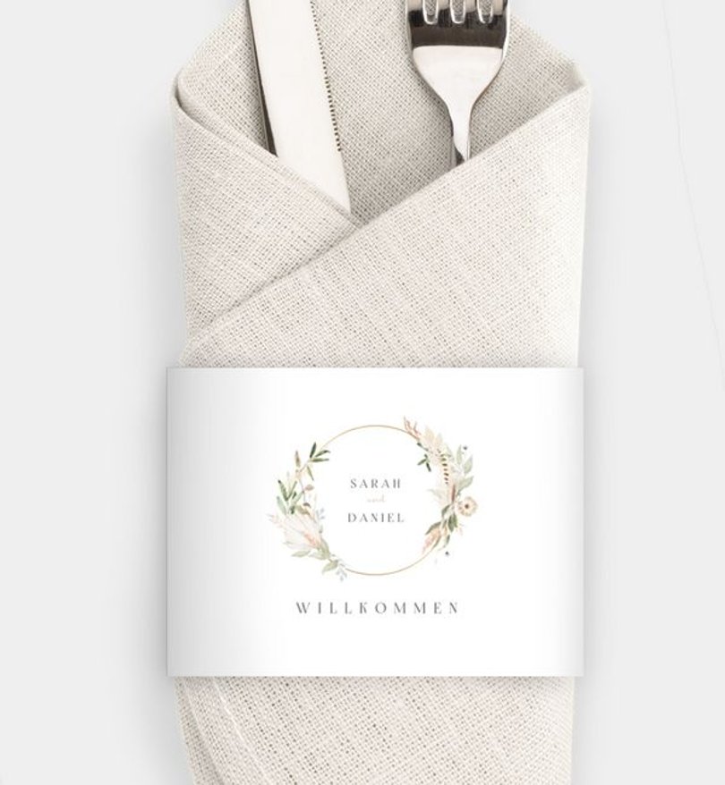 Besteck Servietten-Zubehör Hochzeit Boho Frame