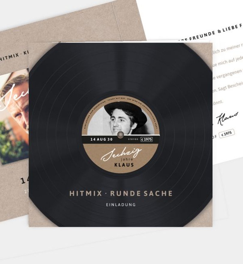 Einladungskarte Geburtstag Classic Vinyl