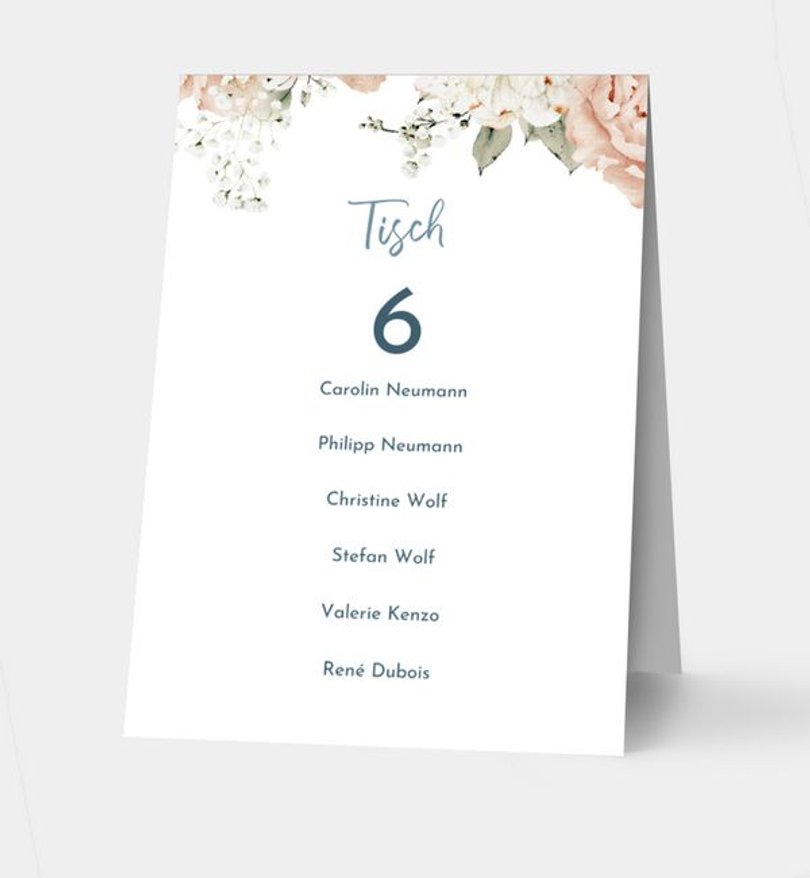 Gruppentischkarte Hochzeit Celebrate love