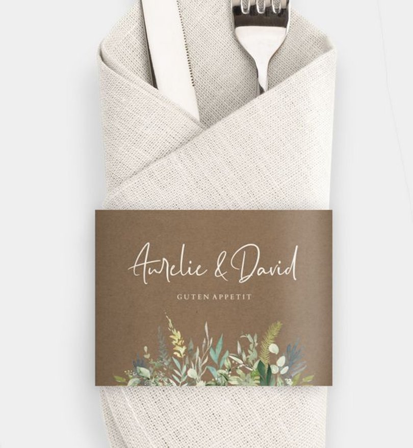 Besteck Servietten-Zubehör Hochzeit Wiesenbouquet