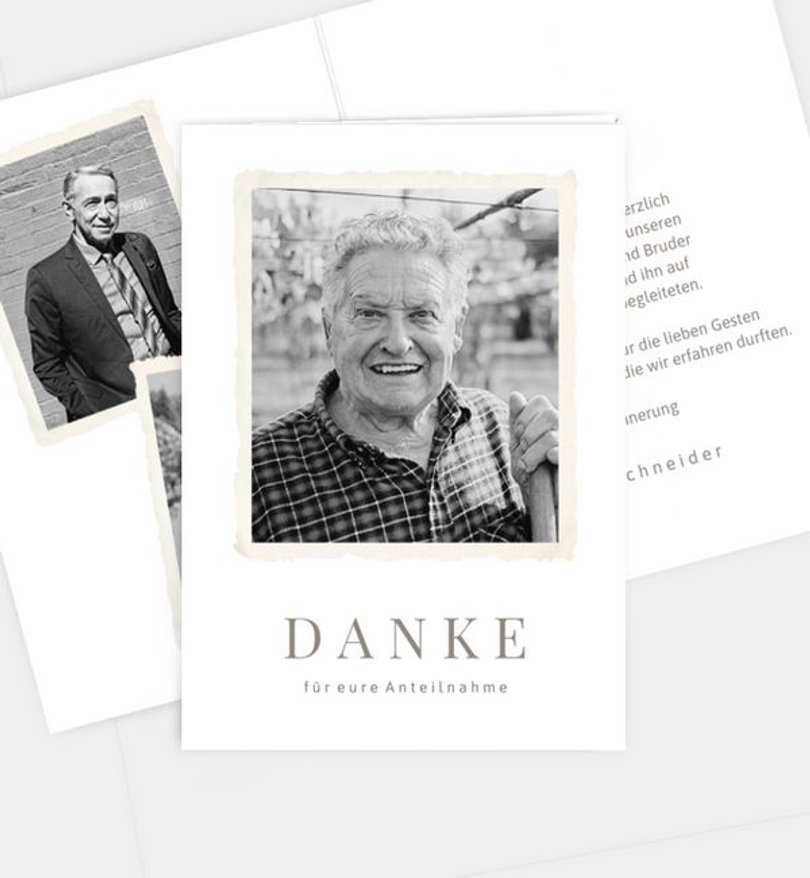 Dankeskarte Trauer Retro Fotoalbum