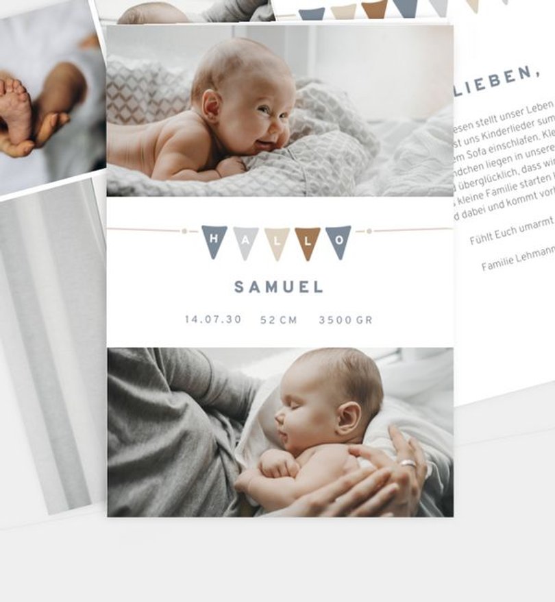 Geburtsanzeige Geburt Babywimpel