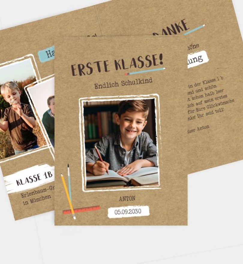 Dankeskarte Einschulung Pinboard