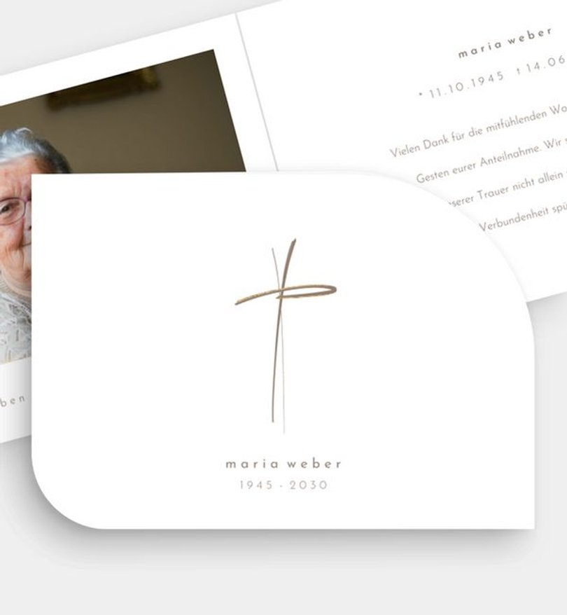 Dankeskarte Trauer Golden Cross