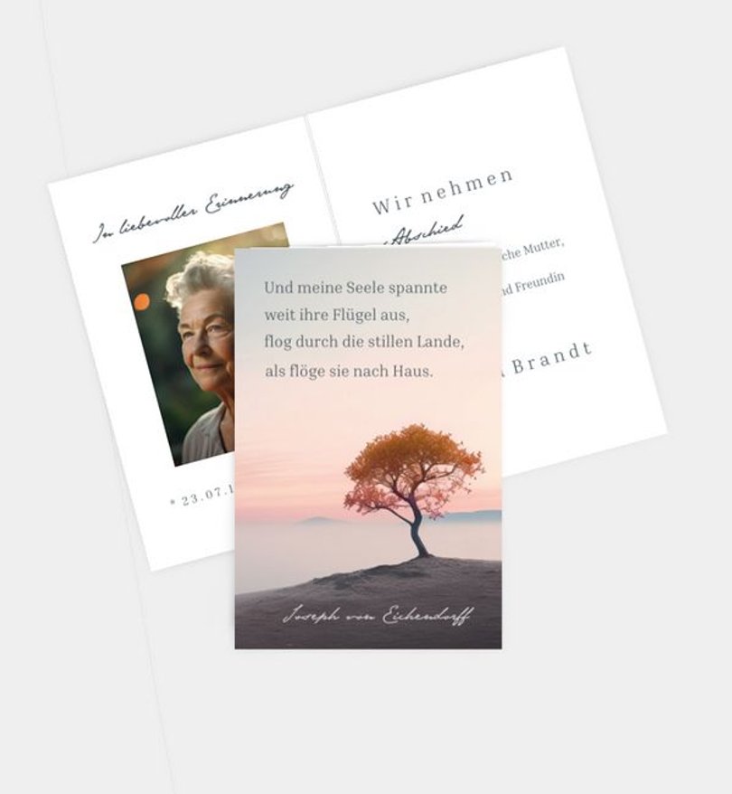 Sterbebilder Trauer Baum der Hoffnung