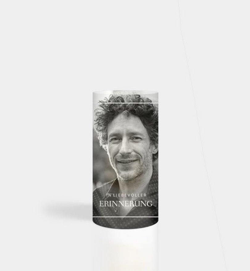 Windlichtkarte Trauer Portrait mit Rahmen