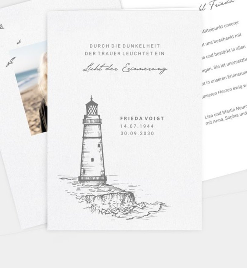 Trauerkarte Trauer Leuchtturm