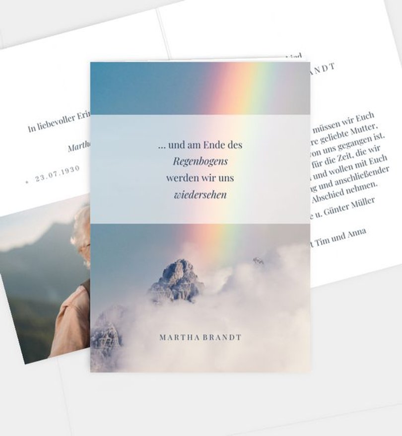 Trauerkarte Trauer Regenbogen · Gipfel