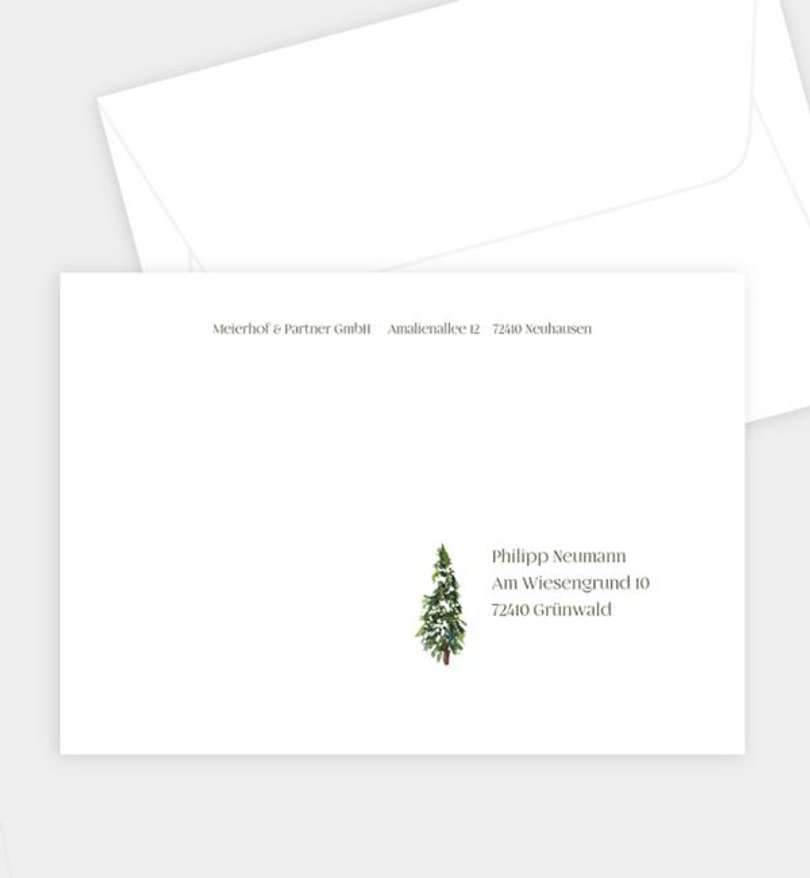 Briefumschlag Weihnachten Schlitten