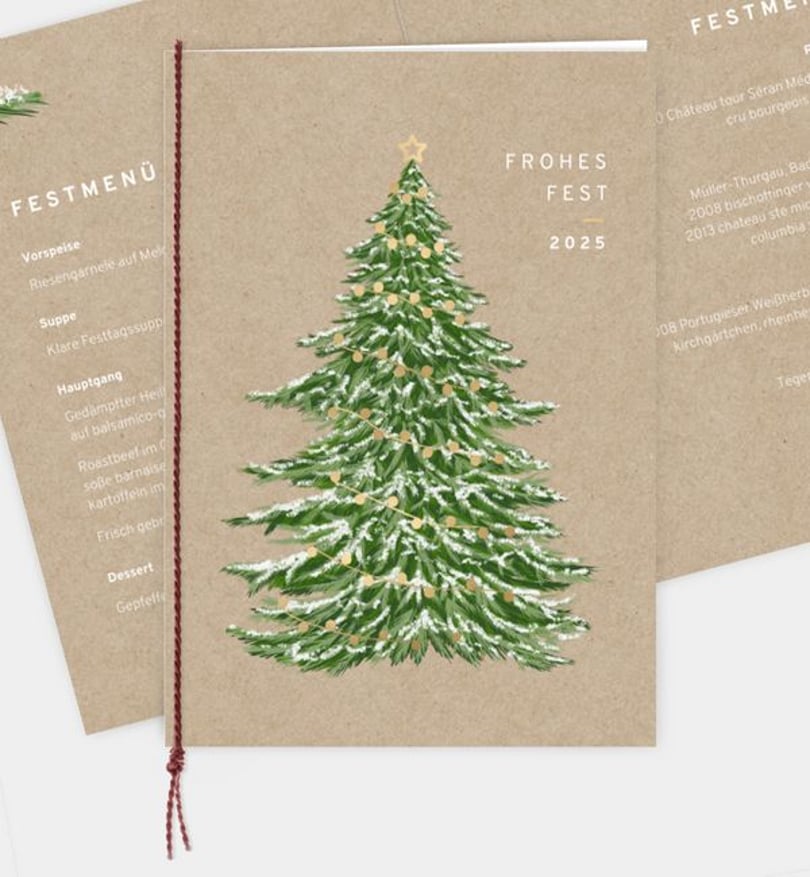 Menükarte Geschäftlich Weihnachtsbaum · Vintage