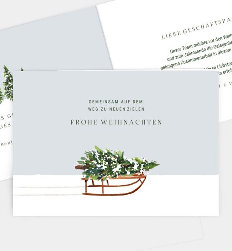 Weihnachtskarte Weihnachten geschäftlich Schlitten