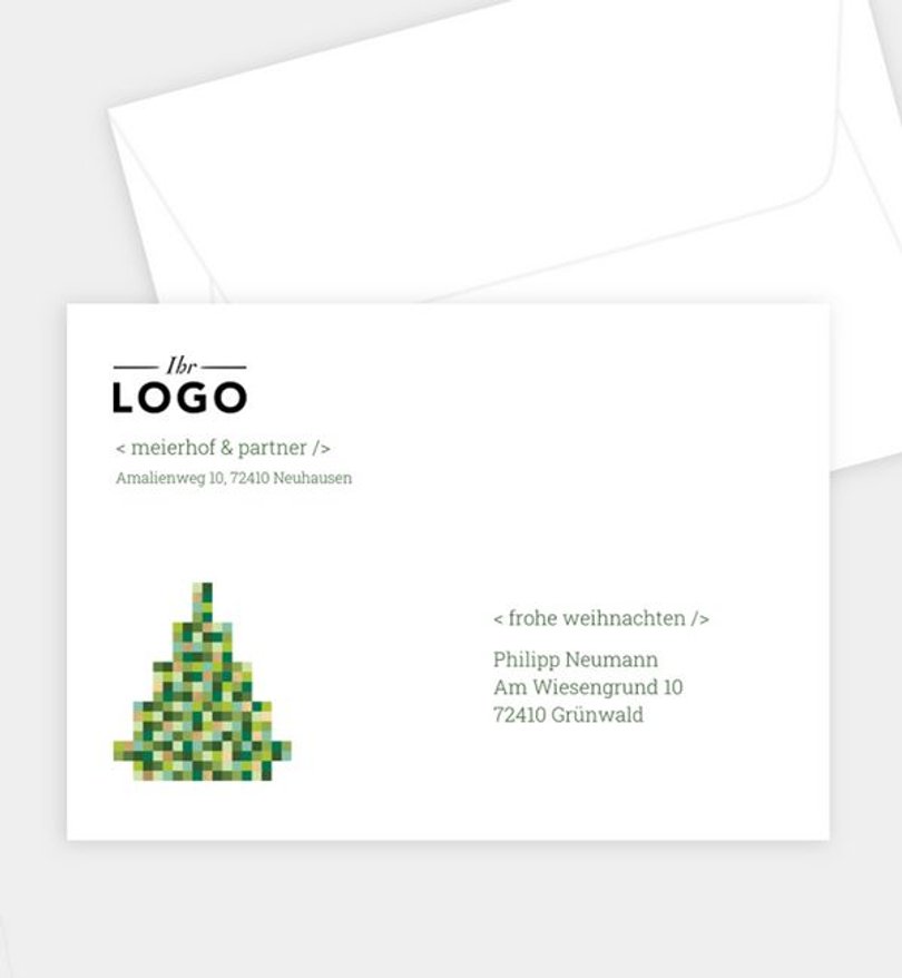 Briefumschlag Weihnachten Pixel Tree