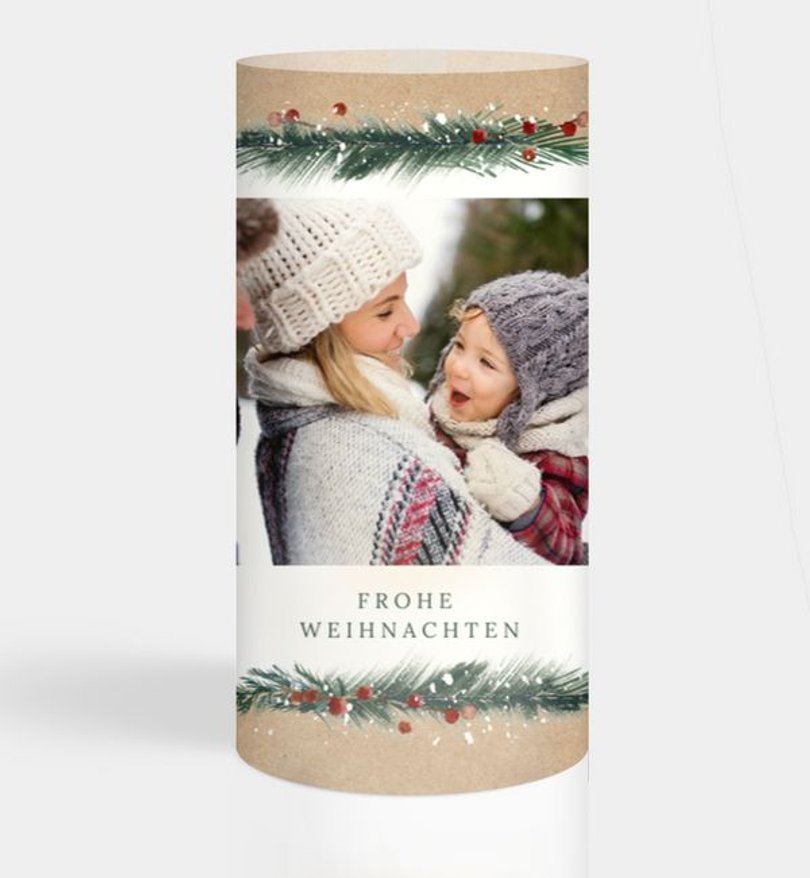 Windlichtkarte Weihnachten Colorful Branch · Vintage