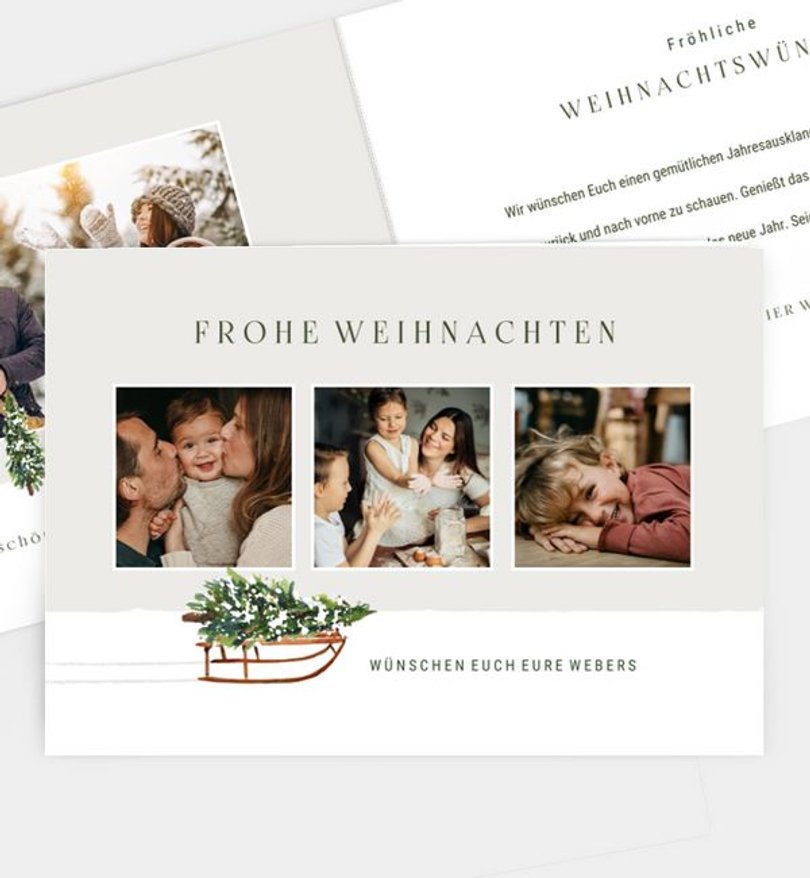 Weihnachtskarte Weihnachten/Privat Schlitten