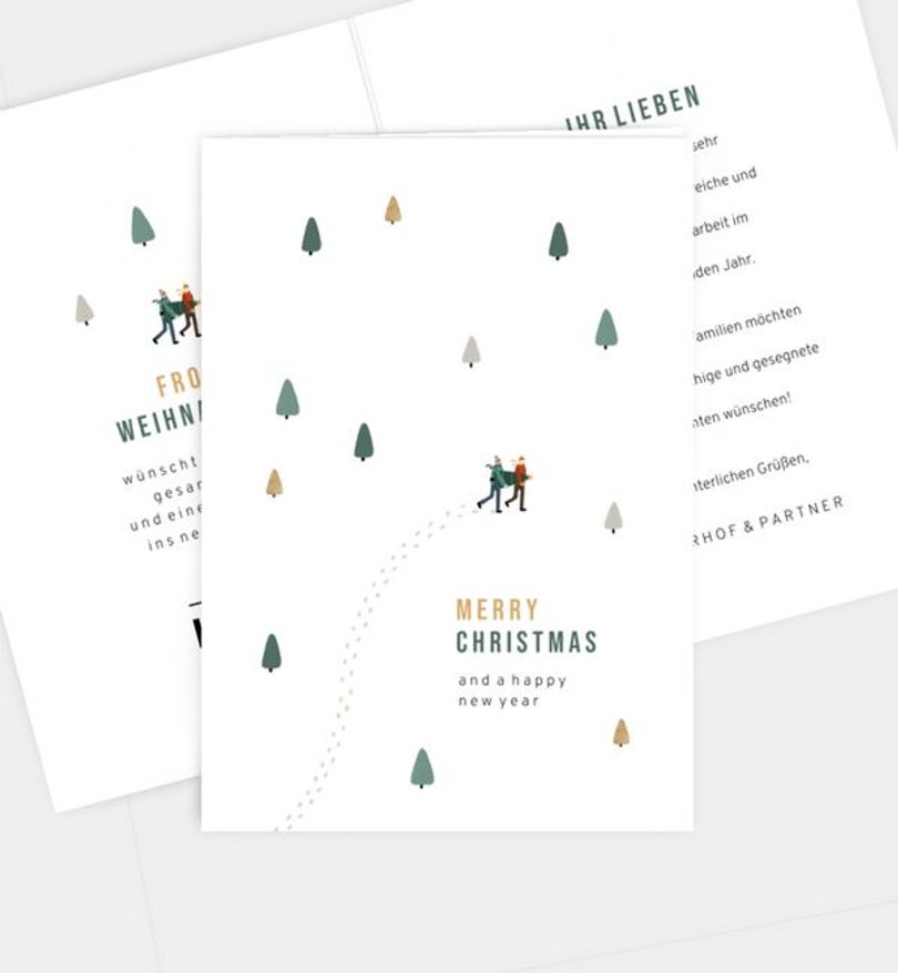 Weihnachtskarte Weihnachten geschäftlich Step by step