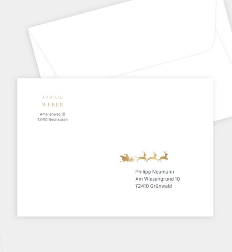 Briefumschlag Weihnachten Schlittenfahrt