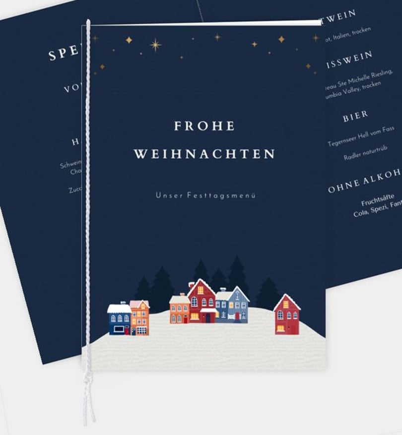 Menükarte Geschäftlich Winternacht