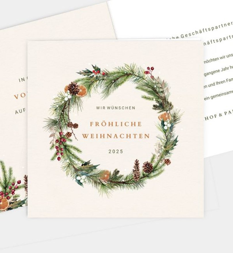 Weihnachtskarte Weihnachten/Geschäftlich Klassischer Kranz