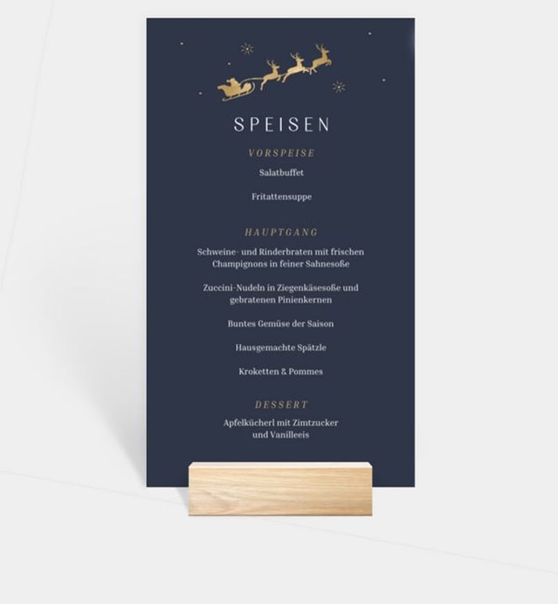 Menükarte Geschäftlich Weihnachtsschlitten
