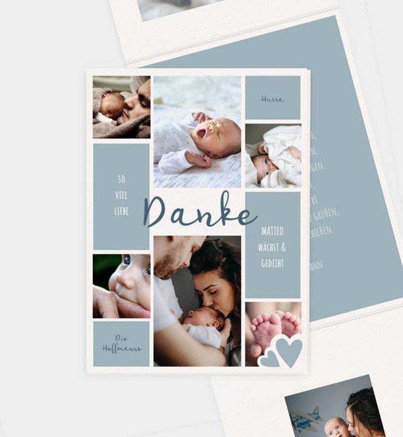 Dankeskarte Geburt Sweet Blue