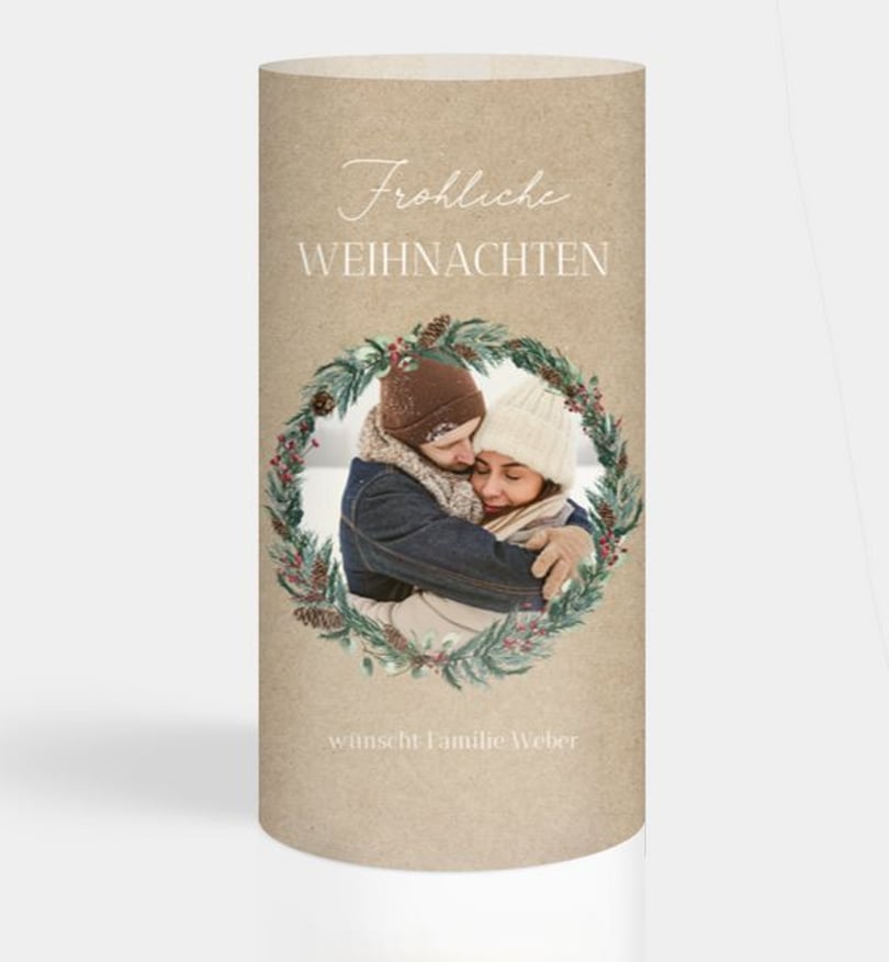 Windlichtkarte Weihnachten Adventskranz